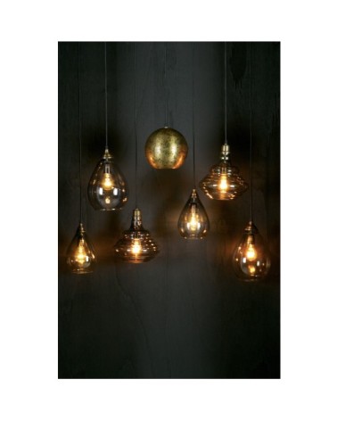 Suspension vintage en verre D11x25cm gris