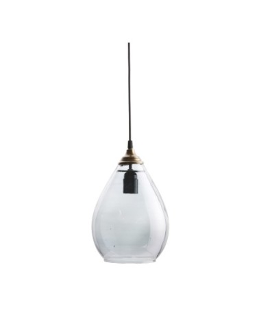 Suspension vintage en verre D11x25cm gris
