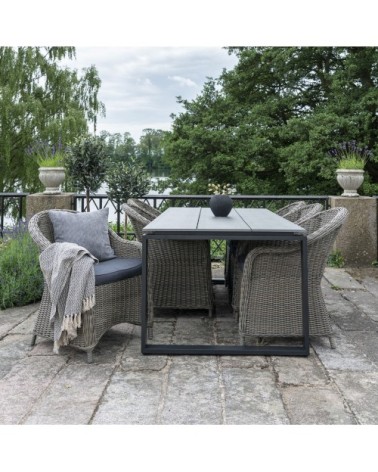 Table de jardin avec pieds en aluminium 220x100 cm gris  et  noir