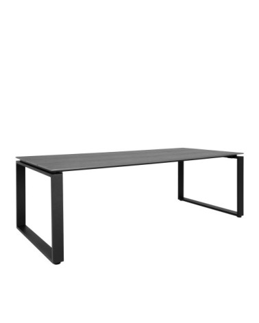 Table de jardin avec pieds en aluminium 220x100 cm gris  et  noir
