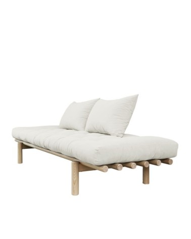 Daybed en bois naturel et tissu ecru