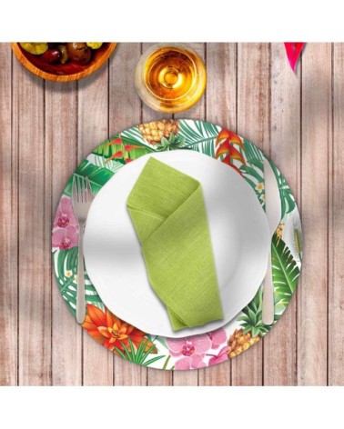 Set de table rond orchidées et feuilles D38cm