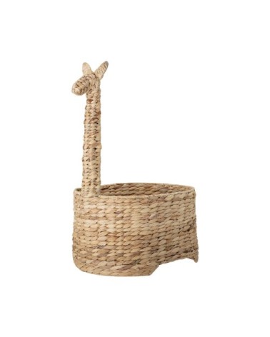 Panier forme girafe en jacinthe d'eau naturel