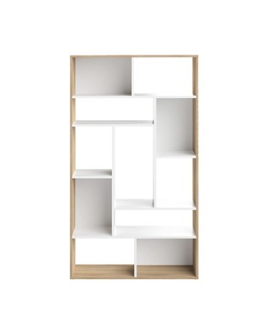 Bibliothèque effet bois blanc et chêne naturel