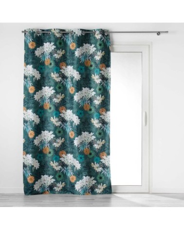 Rideau occultant en microfibre fleurie multicolore 260x135cm