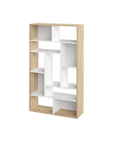 Bibliothèque effet bois blanc et chêne naturel