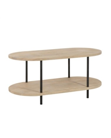 Table basse en bois clair et métal noir
