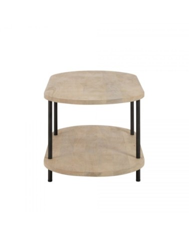 Table basse en bois clair et métal noir