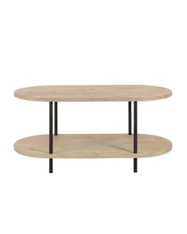 Table basse en bois clair et métal noir
