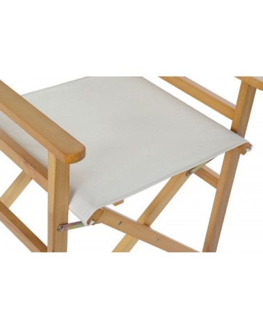 Fauteuil de jardin pliant en bois et tissu beige 56x48x87cm