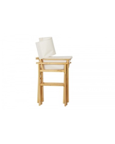 Fauteuil de jardin pliant en bois et tissu beige 56x48x87cm