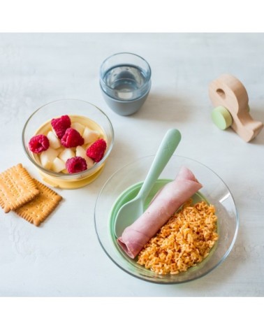 Coffret repas pour bébé en verre 3 pièces jaune