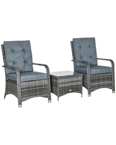 Ensemble de jardin 2 places 3 pièces coussins housse inclus résine