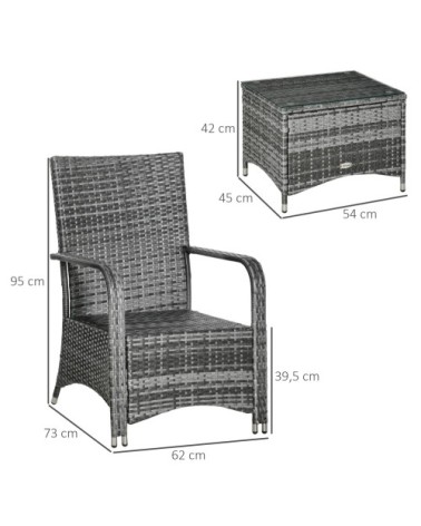 Ensemble de jardin 2 places 3 pièces coussins housse inclus résine