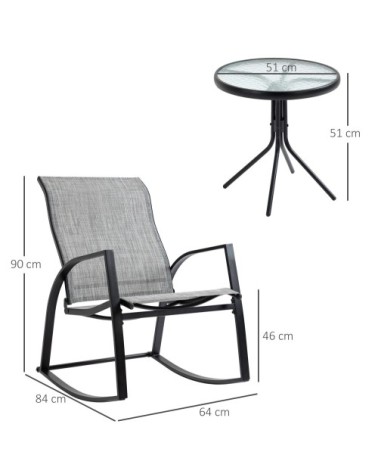 Ensemble de jardin à bascule 2 places 3 pièces