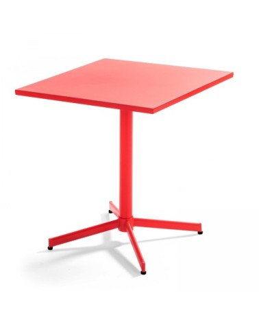 Ensemble table de jardin et 4 fauteuils en métal rouge