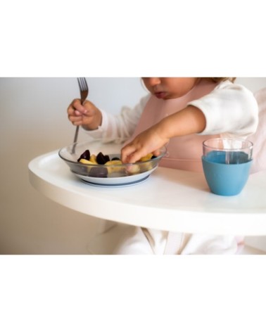 Coffret repas pour bébé en verre 3 pièces bleu