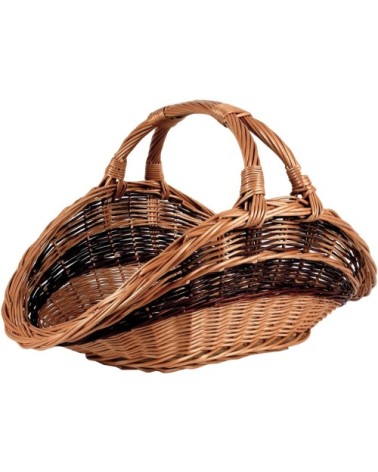 Panier à bûches en osier buff bicolore