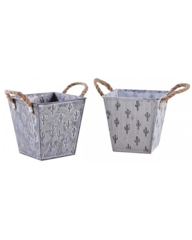 Corbeille carrée en métal cactus (lot de 2)