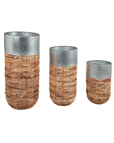 Cache-pots haut en rotin paolo (lot de 3)