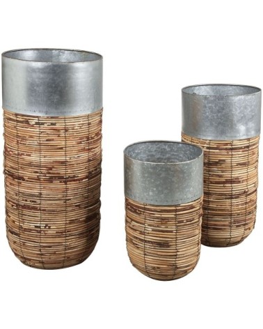 Cache-pots haut en rotin paolo (lot de 3)