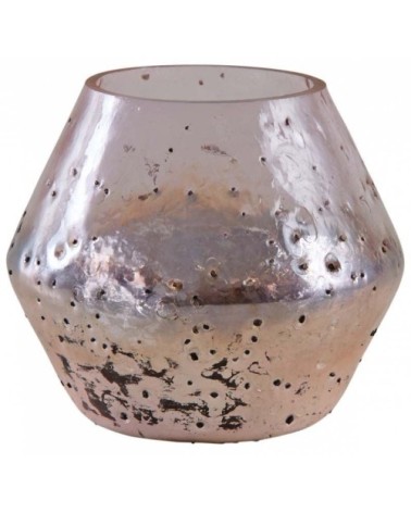 Vase en verre rose et doré 19 cm