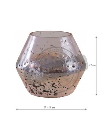 Vase en verre rose et doré 19 cm