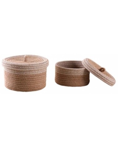 Boite en jute naturelle et blanche (lot de 2)