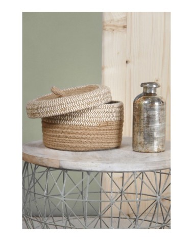 Boite en jute naturelle et blanche (lot de 2)
