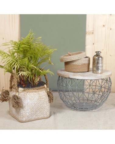 Boite en jute naturelle et blanche (lot de 2)