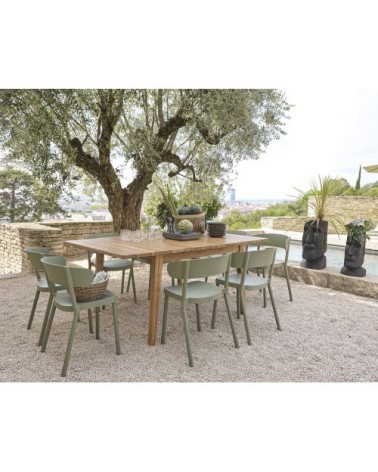 Table de jardin extensible carrée en acacia massif 6/8 personnes