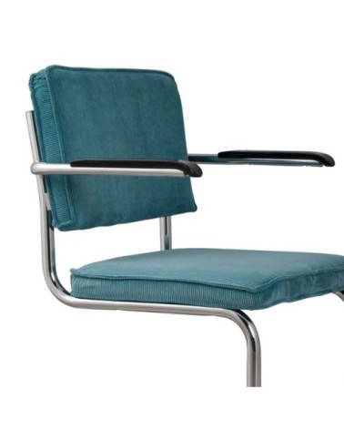 Lot de 2 chaises avec accoudoirs en tissu bleu - RIDGE