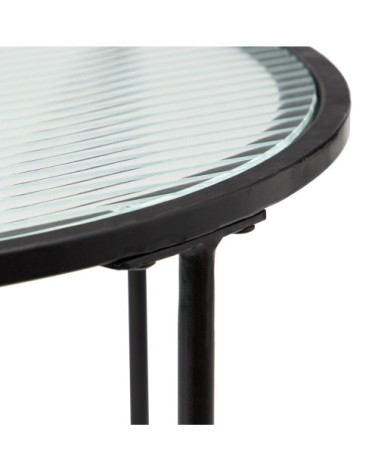 Table ronde en fer et verre noir