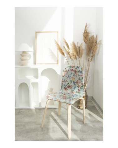 Chaise en bois de bouleau avec imprimé à fleurs