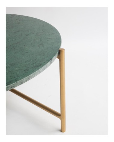 Table métallisée en marbre et fer vert.