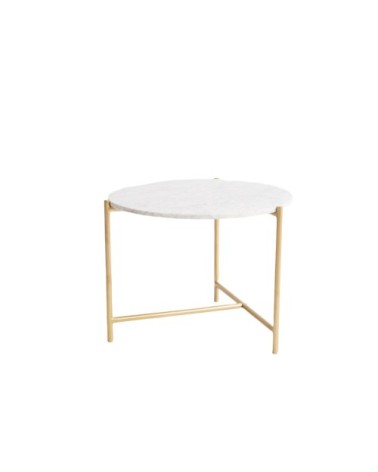 Table métallisée en marbre et fer blanc.