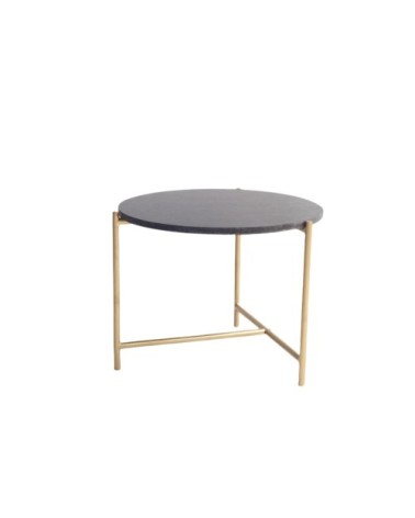 Table métallisée en marbre et fer noir.