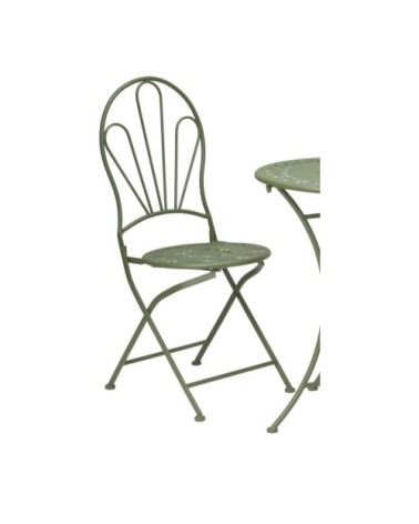 Set table + 2 chaises de jardin pliable en métal vert