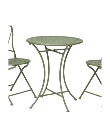 Set table + 2 chaises de jardin pliable en métal vert