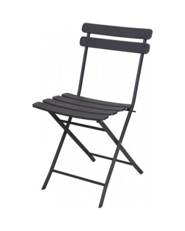 Chaise jardin pliable métal gris anthracite bistrot 48x42x80cm