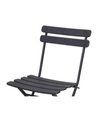 Chaise jardin pliable métal gris anthracite bistrot 48x42x80cm