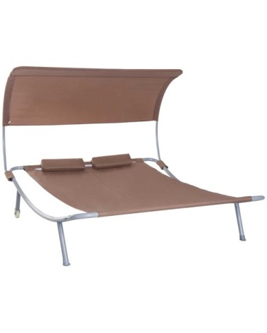 Bain de soleil 2 places design contemporain marron foncé
