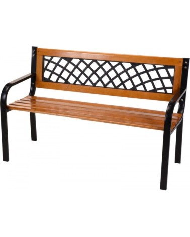 Banc de jardin bois et métal noir 118x44x75cm