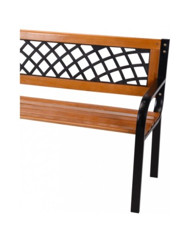 Banc de jardin bois et métal noir 118x44x75cm