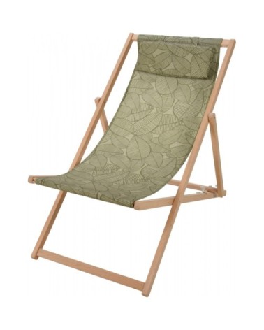 Chaise longue pliante chilienne verte feuillage 97x55x85cm