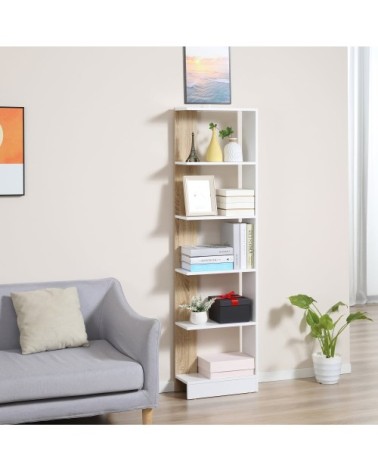 Bibliothèque moderne couleur blanc et chêne