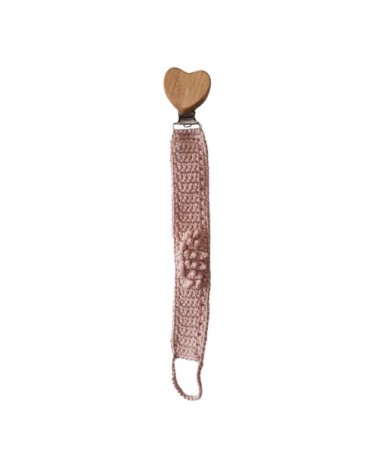 Attache-sucette en crochet  Vieux rose