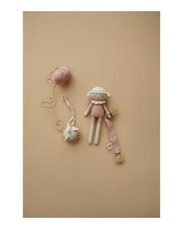 Attache-sucette en crochet  Vieux rose