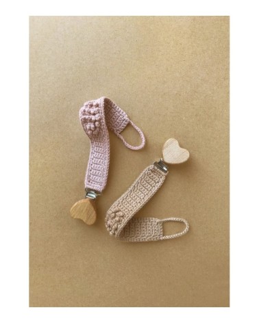 Attache-sucette en crochet  Vieux rose
