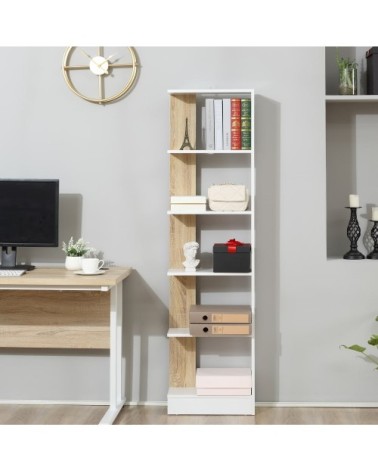 Bibliothèque moderne couleur blanc et chêne